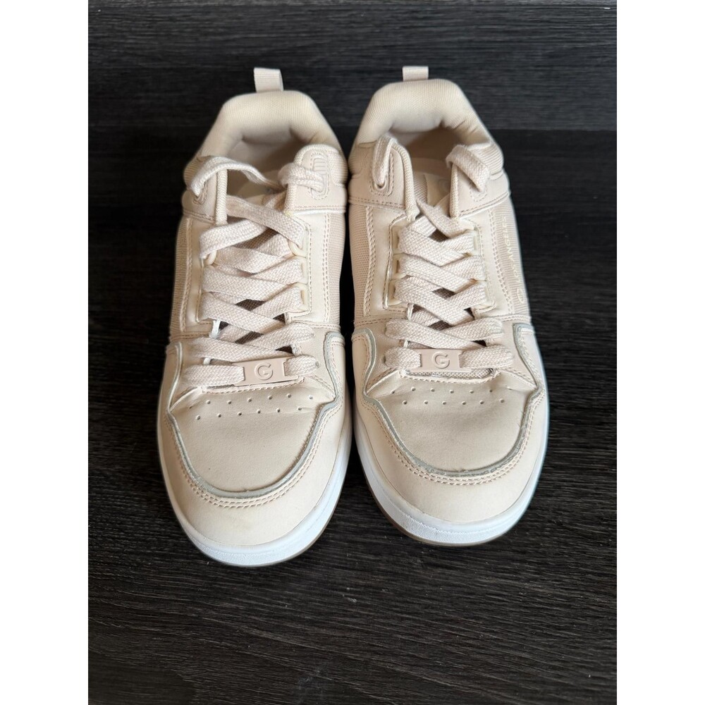 G Los Angeles Beige White Lace Low Top Sneaker Athletic Shoes for Women